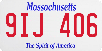 MA license plate 9IJ406
