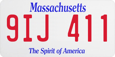 MA license plate 9IJ411