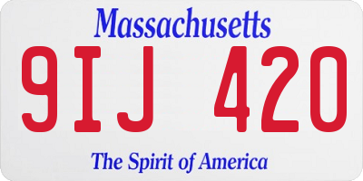 MA license plate 9IJ420