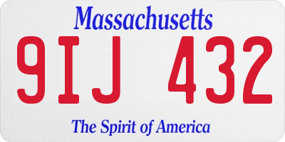 MA license plate 9IJ432