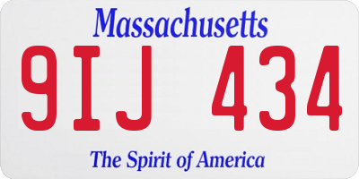 MA license plate 9IJ434