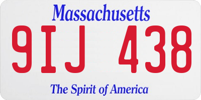 MA license plate 9IJ438