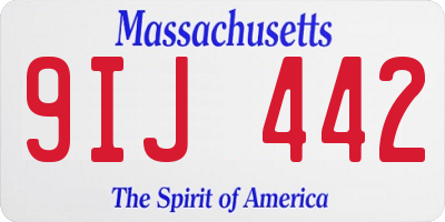 MA license plate 9IJ442