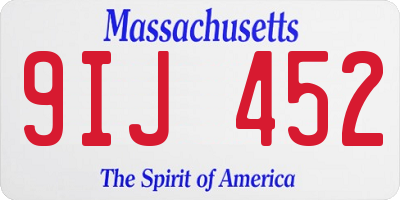 MA license plate 9IJ452