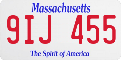 MA license plate 9IJ455