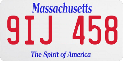 MA license plate 9IJ458