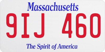 MA license plate 9IJ460