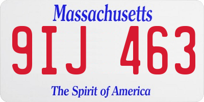 MA license plate 9IJ463