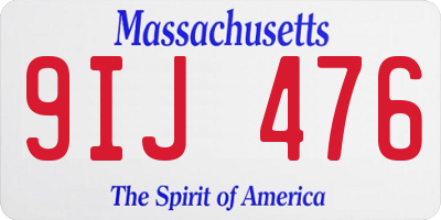 MA license plate 9IJ476