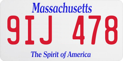 MA license plate 9IJ478