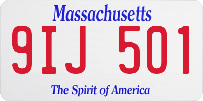 MA license plate 9IJ501
