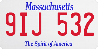 MA license plate 9IJ532