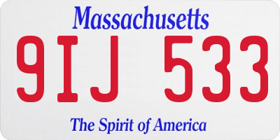 MA license plate 9IJ533