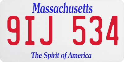 MA license plate 9IJ534