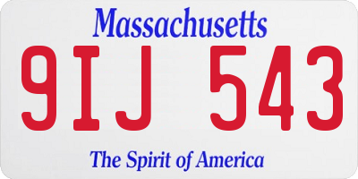 MA license plate 9IJ543