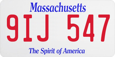 MA license plate 9IJ547