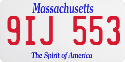 MA license plate 9IJ553