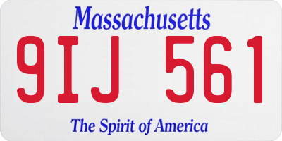 MA license plate 9IJ561