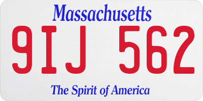 MA license plate 9IJ562