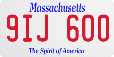 MA license plate 9IJ600