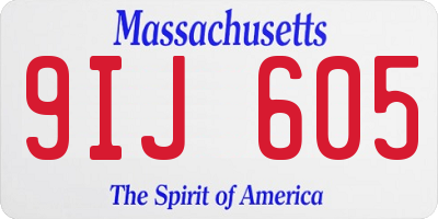 MA license plate 9IJ605