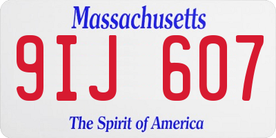 MA license plate 9IJ607