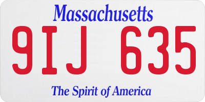 MA license plate 9IJ635