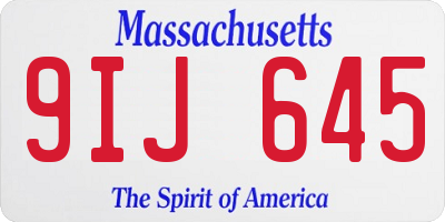 MA license plate 9IJ645