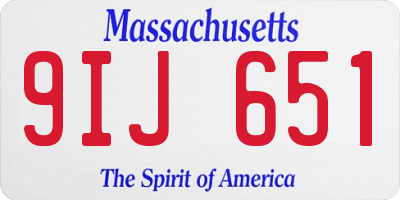 MA license plate 9IJ651