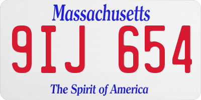 MA license plate 9IJ654