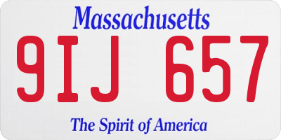 MA license plate 9IJ657