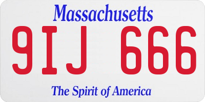 MA license plate 9IJ666
