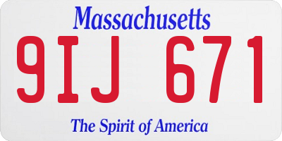 MA license plate 9IJ671