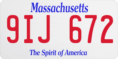 MA license plate 9IJ672