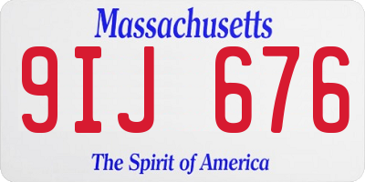 MA license plate 9IJ676