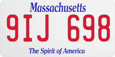 MA license plate 9IJ698