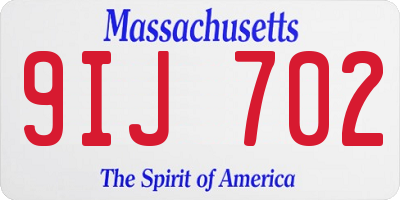 MA license plate 9IJ702