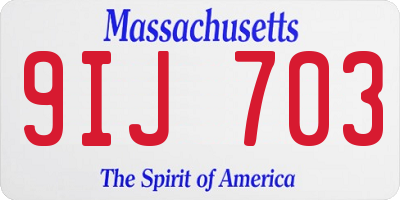 MA license plate 9IJ703