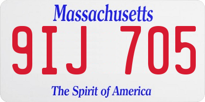 MA license plate 9IJ705