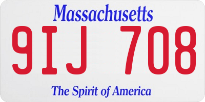 MA license plate 9IJ708