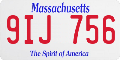 MA license plate 9IJ756