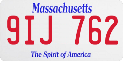 MA license plate 9IJ762