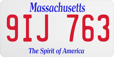 MA license plate 9IJ763