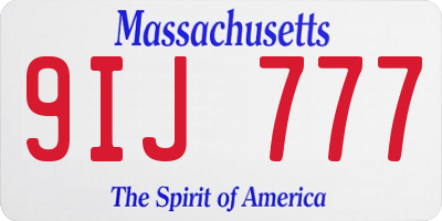 MA license plate 9IJ777