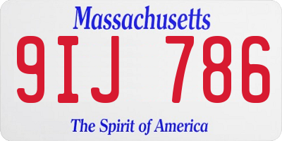 MA license plate 9IJ786