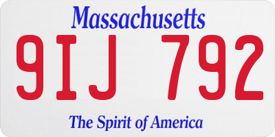 MA license plate 9IJ792