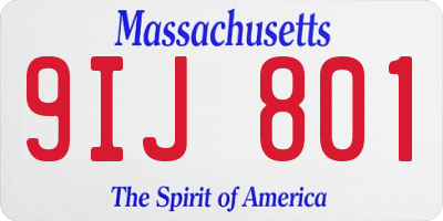 MA license plate 9IJ801