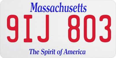 MA license plate 9IJ803