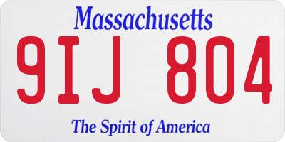 MA license plate 9IJ804