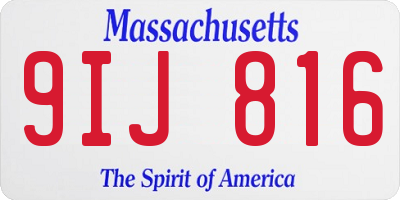 MA license plate 9IJ816